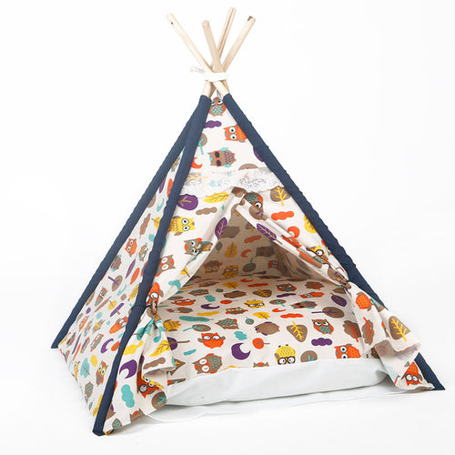 All Seasons Pet Owl Printed Indoor Indian Teepee Cat Bed