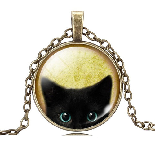 Beautiful Black Cat Pendant Necklace