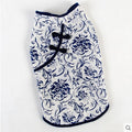 Retro Elegant Style Blue and White Dress for Cat